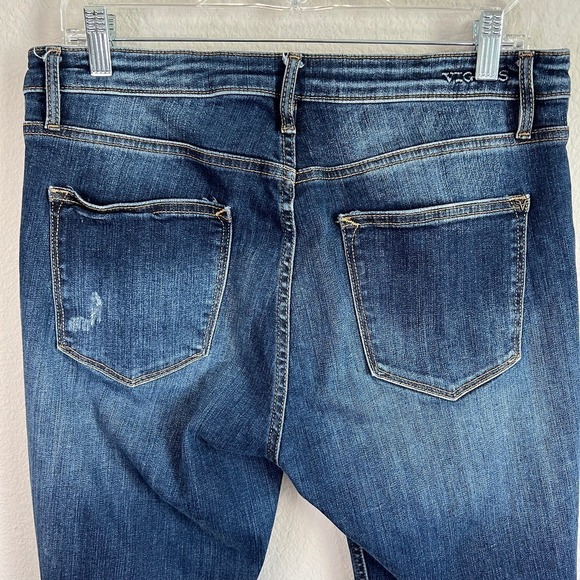Vigoss Marley Jeans Women's 32 Skinny Leg Mid Rise Distressed Dark Wash Stretch - Picture 4 of 7